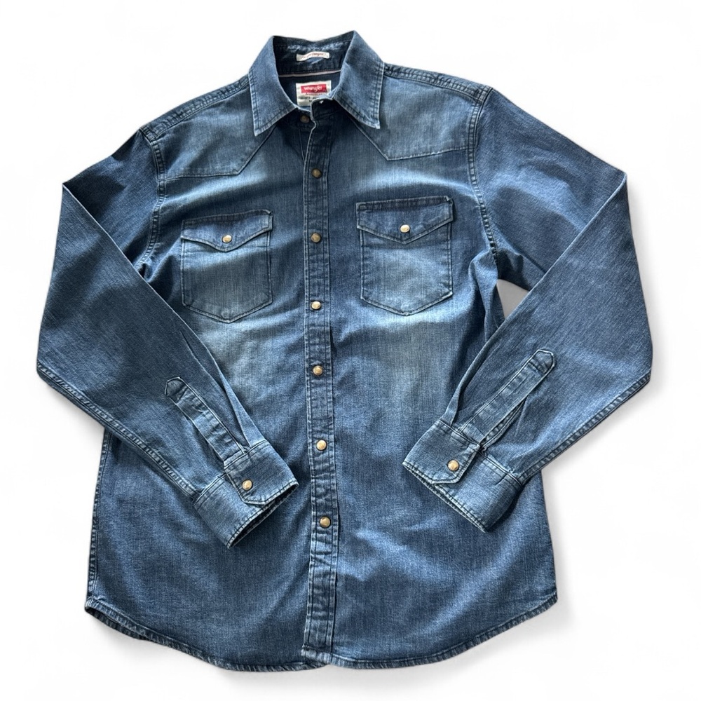 Vintage Y2K Mens Wrangler Snap Button  Flex For Comfort Shirt Med